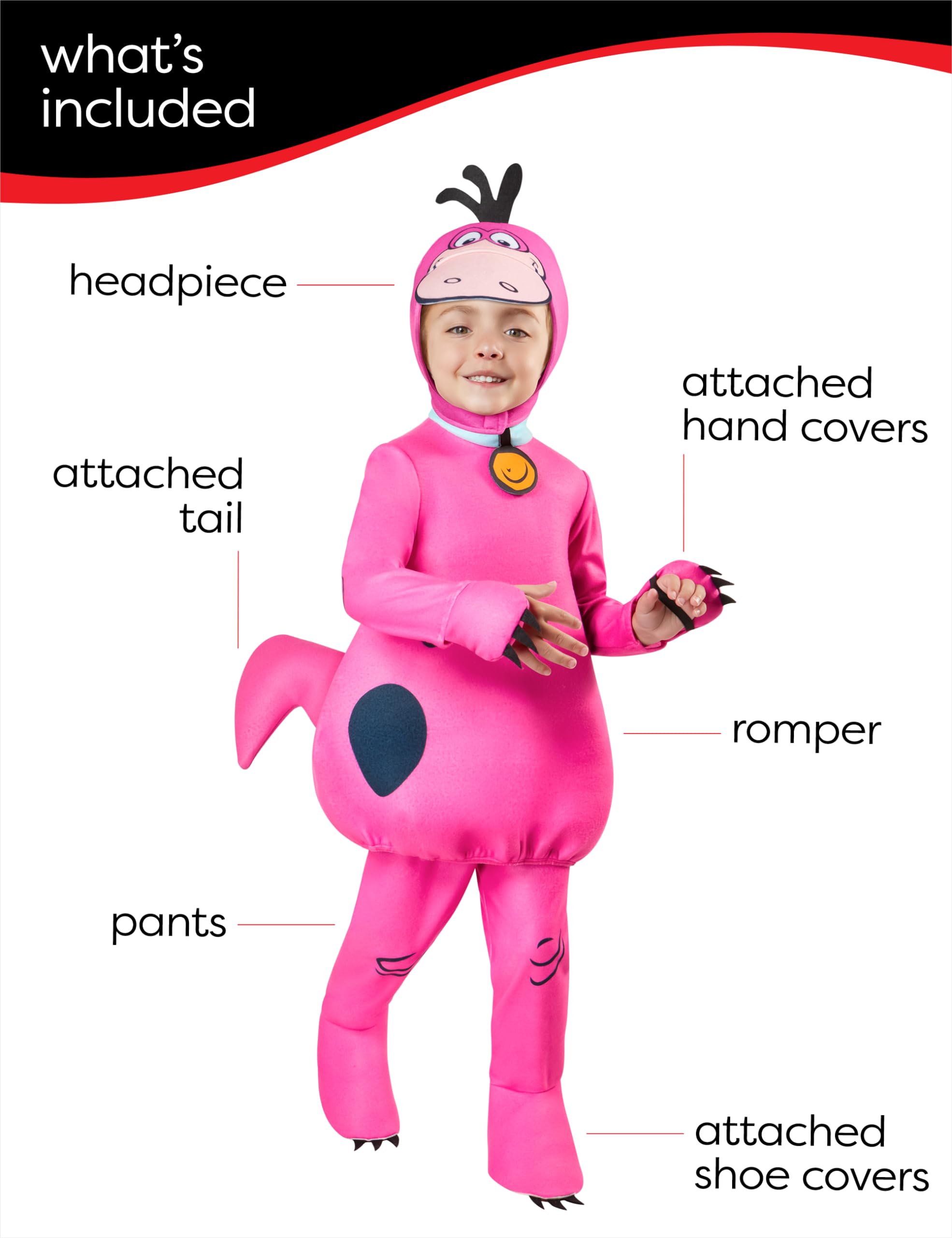 Rubies Costume da dinosauro Flintstones per bambini, tuta e copricapo