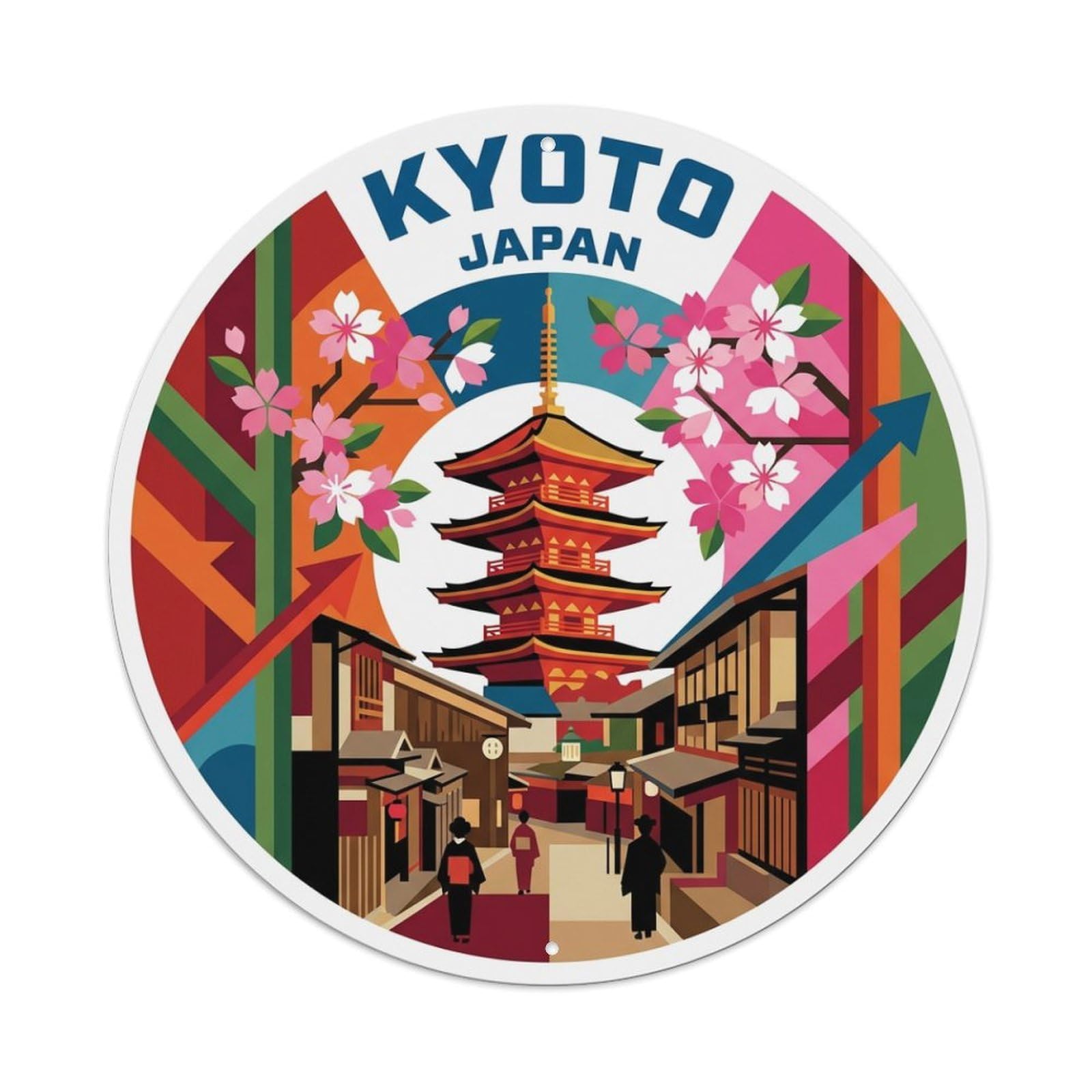 Vintage Travel Kyoto Japan Discovery Metal Tin Sign