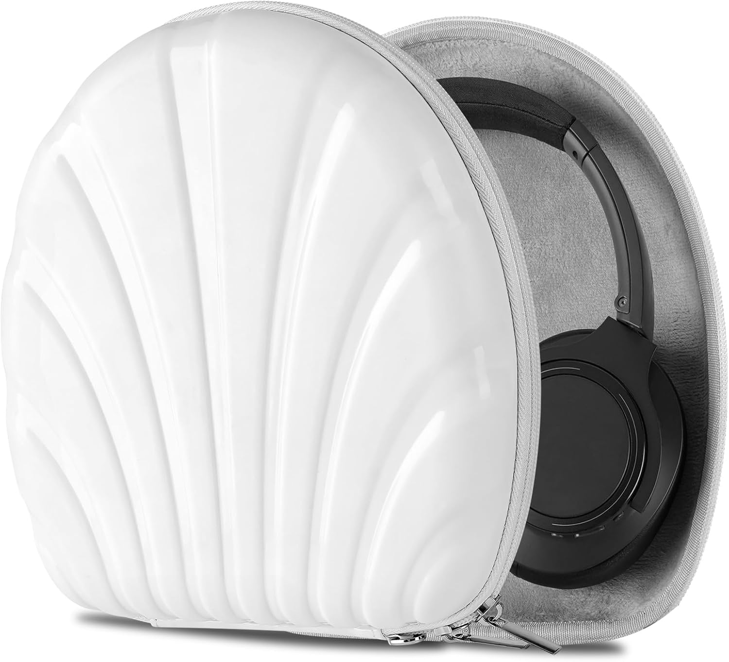 Geekria PRO Rugged Headphones Case Compatible with Audio-Technica ATH-SR50BT, ATH-MSR7, ATH-ANC700BT, Hard Shell, Durable, Multi-Layer Protection Travel Carrying Bag (Seashell, White)