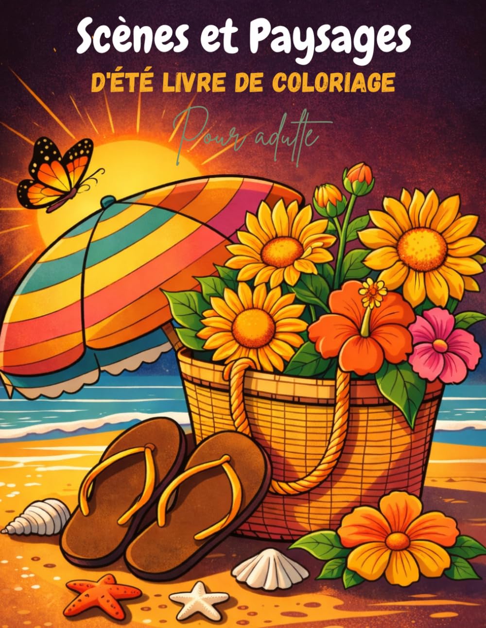 Scènes et Paysages d'Été Coloriage adulte: Livre de coloriage anti stress pour adultes 40 magnifiques dessins de paysages et scènes de la nature en ... relaxation détente mindfullness coloring book