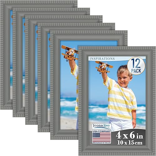 Miniatura 9 de Icona Bay - Juego de marcos de fotos (12 unidades), perchas para montaje en pared y caballete de mesa incluidos, colocación horizontal o vertical,