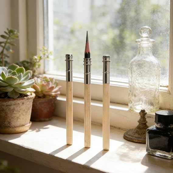 Pencil Extender,Pencil Extender for Artists,8 PCS WoodenPencil Extenders Set,Lightweight Pencils Lengthener Tool with Aluminum Tightening Ring, Practical School Office Supplies,for Prism Pens Art