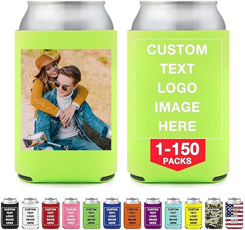 Miniatura 8 de Enfriadores de cerveza personalizados con funda para latas, 1-150 unidades, soporte para botellas de bebidas con logotipo y texto de imagen para