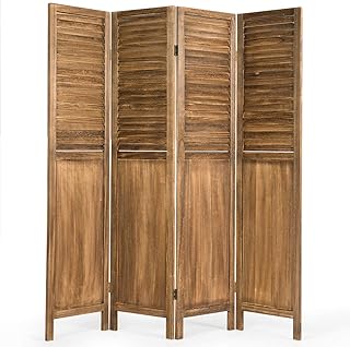 Sponsored Ad - Giantex 4 Panel 6 ft Wooden Room Divider, Portable Partition Screen, Perfect Zoom Background, Wood Panel Dr...