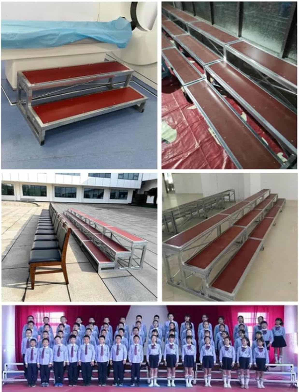Scalini per gradini commerciali antiscivolo - Sollevatori per cordini di livello 1/2/3 per scuole e chiese - Piattaforma teatrale sostenibile per spettacoli ed eventi di gruppo