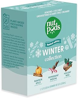 nutpods Winter Collection, (3-Pack), Pumpkin Spice, Peppermint Mocha and Holiday Nog, Unsweetened Dairy-Free Creamer, Made...