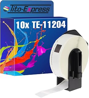 Tito-Express 10x Etiketten mit Trägerspule XXL kompatibel mit Brother P-Touch DK-11204 | Größe: 17mm x 54mm