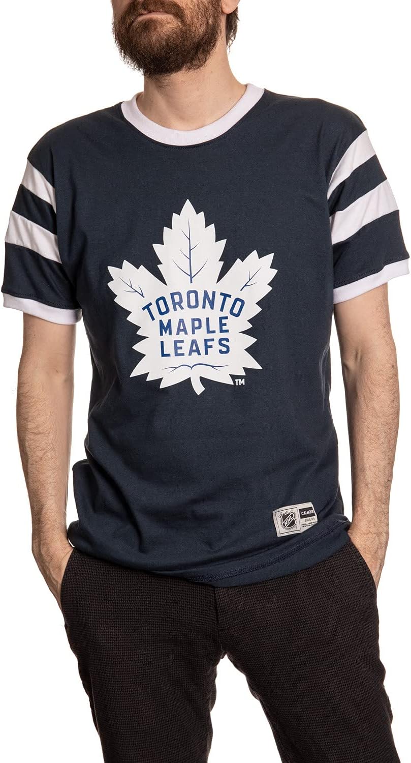 Calhoun NHL Surf & Skate Mens Shoulder Stripe Varsity Inset Sleeve Retro Style T-Shirt – The Coastal Collection