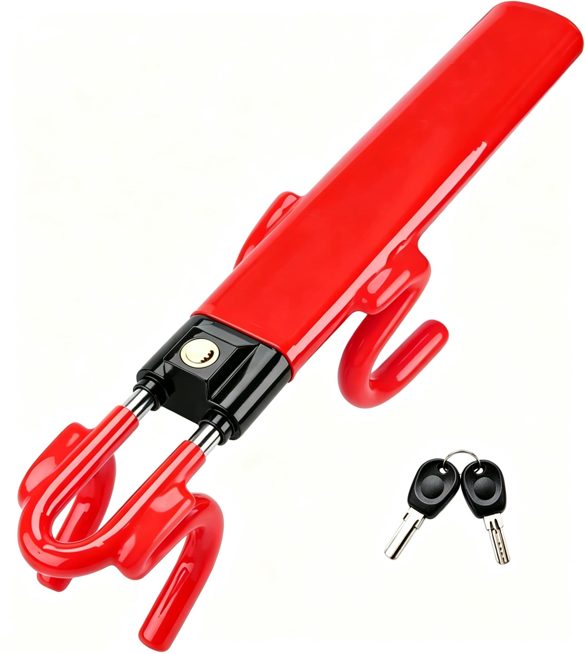Canne Antivol Voiture Bloque Volant, pour Seat Altea Leon Arosa Ibiza, Barre Bloque Volant, Robuste, Ajustement Universel, 2 Clés,B-Red