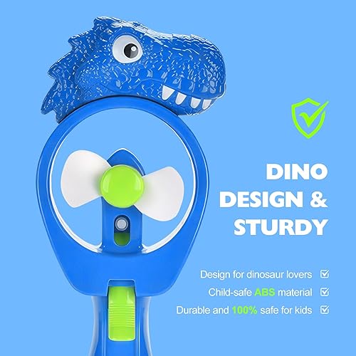 Miniatura 3 de QearFun Ventilador de niebla de mano de dinosaurio con spray de agua, ventilador personal con pilas, ventilador portátil para niños para niños,