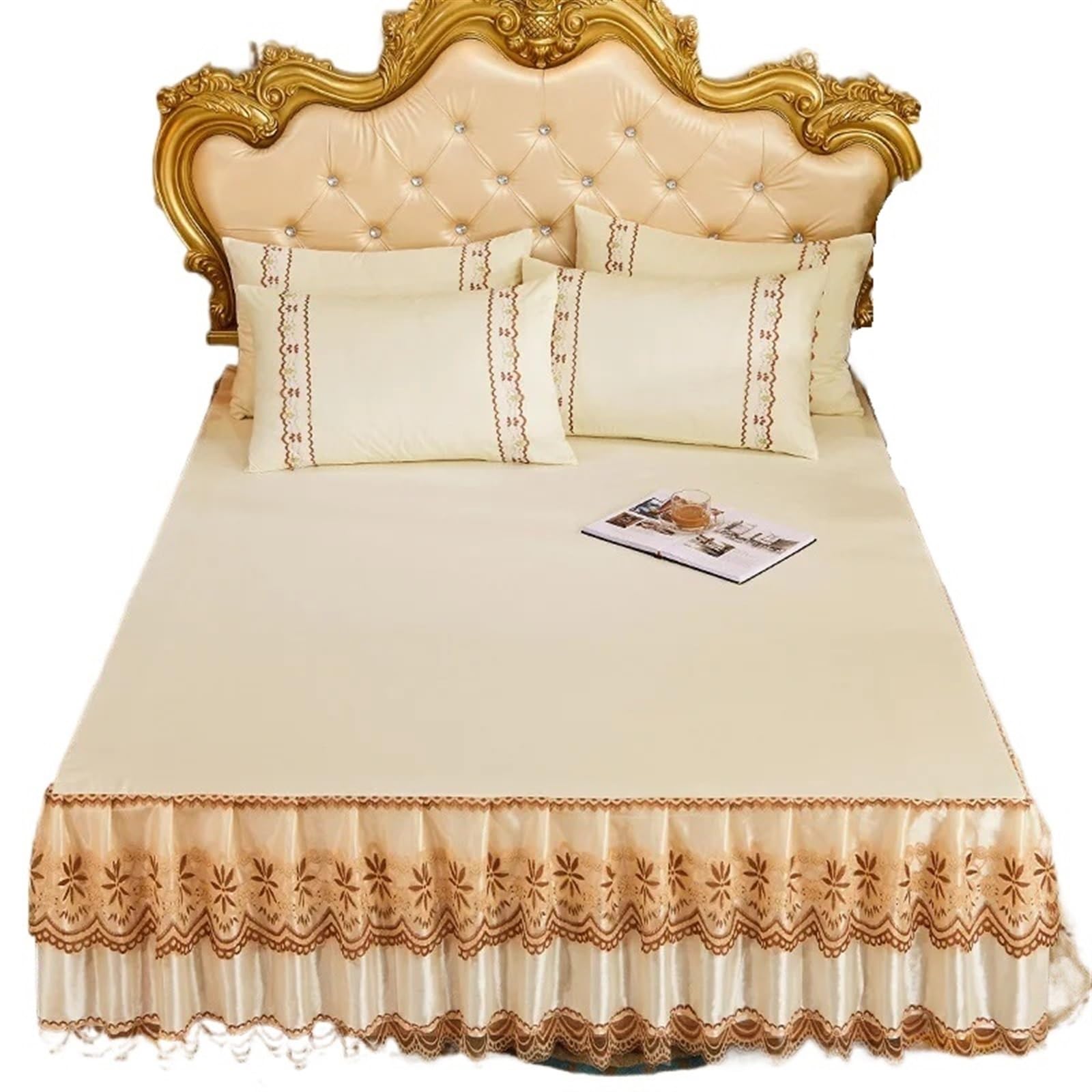 EJvkrbtx Ruffle Wrap Bedspread With Lace Bed Skirt, Solid, No Pillowcase, Multiple Sizes(Color 15,1PC 150x200cm)