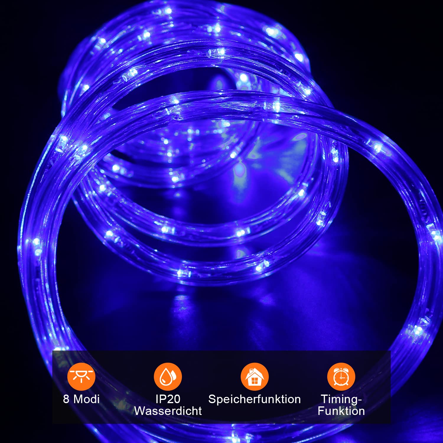 LED Lichterschlauch, 10M 240 LEDs lichtschlauch Lichterkette außen, IP20 Wasserfest Led Schlauch außen, Garten-Party-Festbeleuchtung (blau