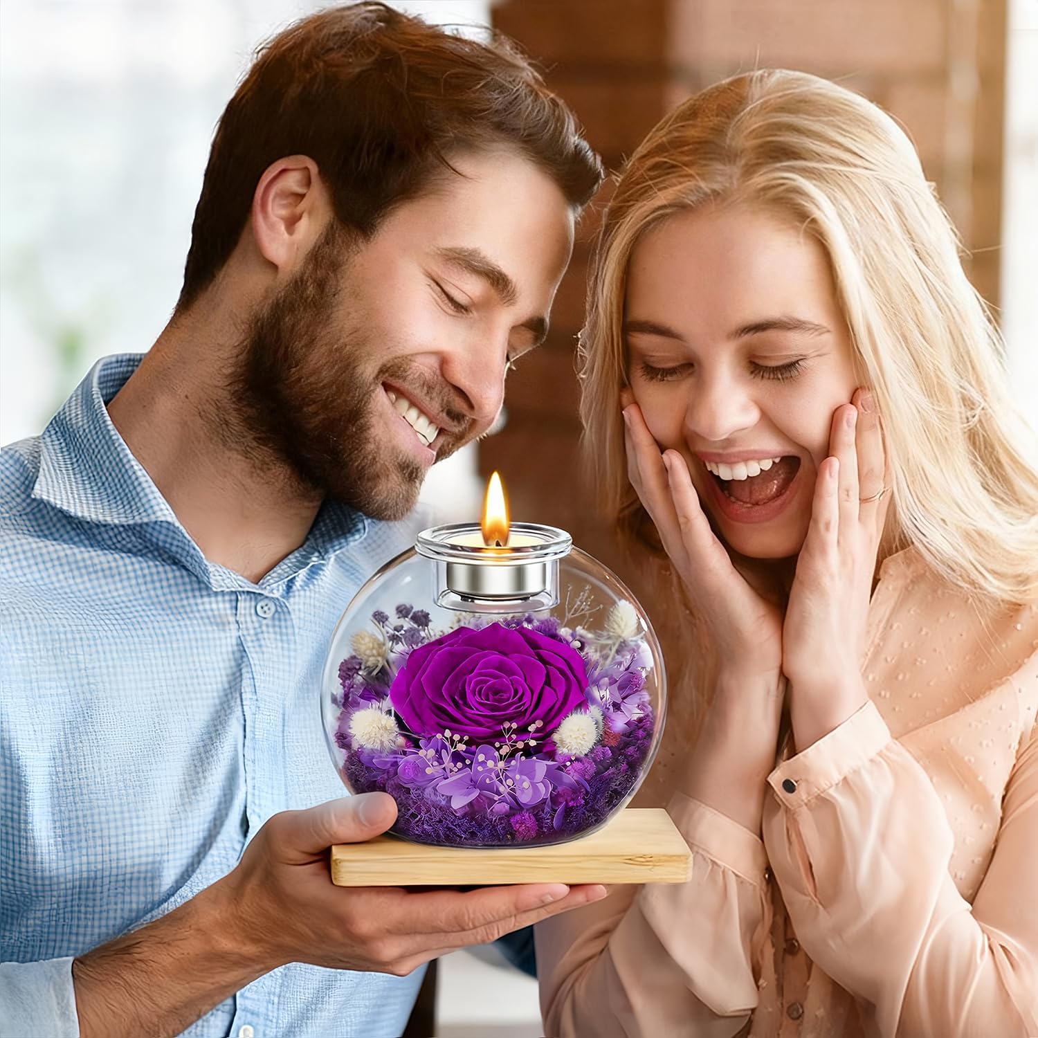 Valentines Day Rose Gifts for Her Birthday Gifts for Women Preserved Real Rose in Glass Dome with Scented Fresh Flowers for Delivery Mothers Day Anniversary Rose for Her Mom Grandma Girlfriend Wife - Image 4