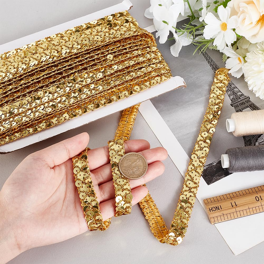 13m Gold-Paillettenband 20mm - Wellenpailletten Für DIY & Nähprojekte