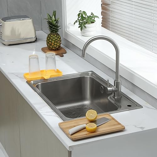 Vista 328 de Jaboneras de baño de silicona con boquilla de drenaje, organizador de fregadero de baño y cocina, soporte para esponja, bandeja de jabón para Gris