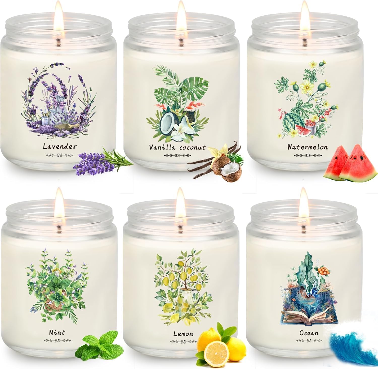 6 Pack Candles for Home Scented Aromatherapy Candle Gift
