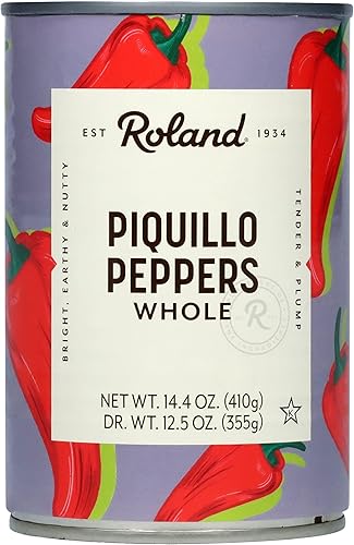 Roland Foods Pimientos de piquillo rojos enteros alimentos importados especiales 144 onzas paquete de 4 Roland Foods Pimientos de piquillo rojos enteros alimentos importados especiales 144 onzas paquete de 4