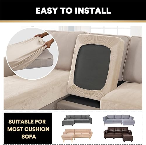 Miniatura 6 de PrinceDeco Funda de terciopelo para sofá modular en forma de L, funda de cojín con banda elástica para sofá seccional izquierdo y derecho, protector