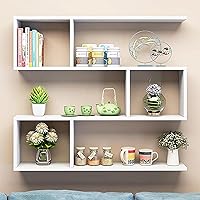 Vista 7 de HM&DX Wooden Floating Shelves for Wall,Modern Wall Mounted Shelfs for Living Room Study Room Office,Wood Display Shelf Shelf Decor(31.5" L x 5.9" W
