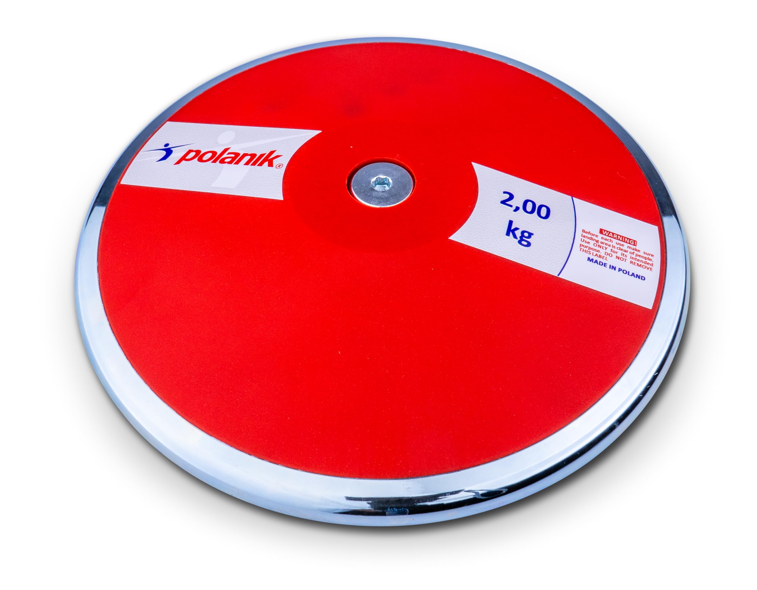 Polanik Trainingsdiskus für Frauen - 2 kg - Basisgröße 1 kg - Robust & Langlebig - Glasfaserverstärkter Kunststoff - 181 mm Durchmesser - Rot