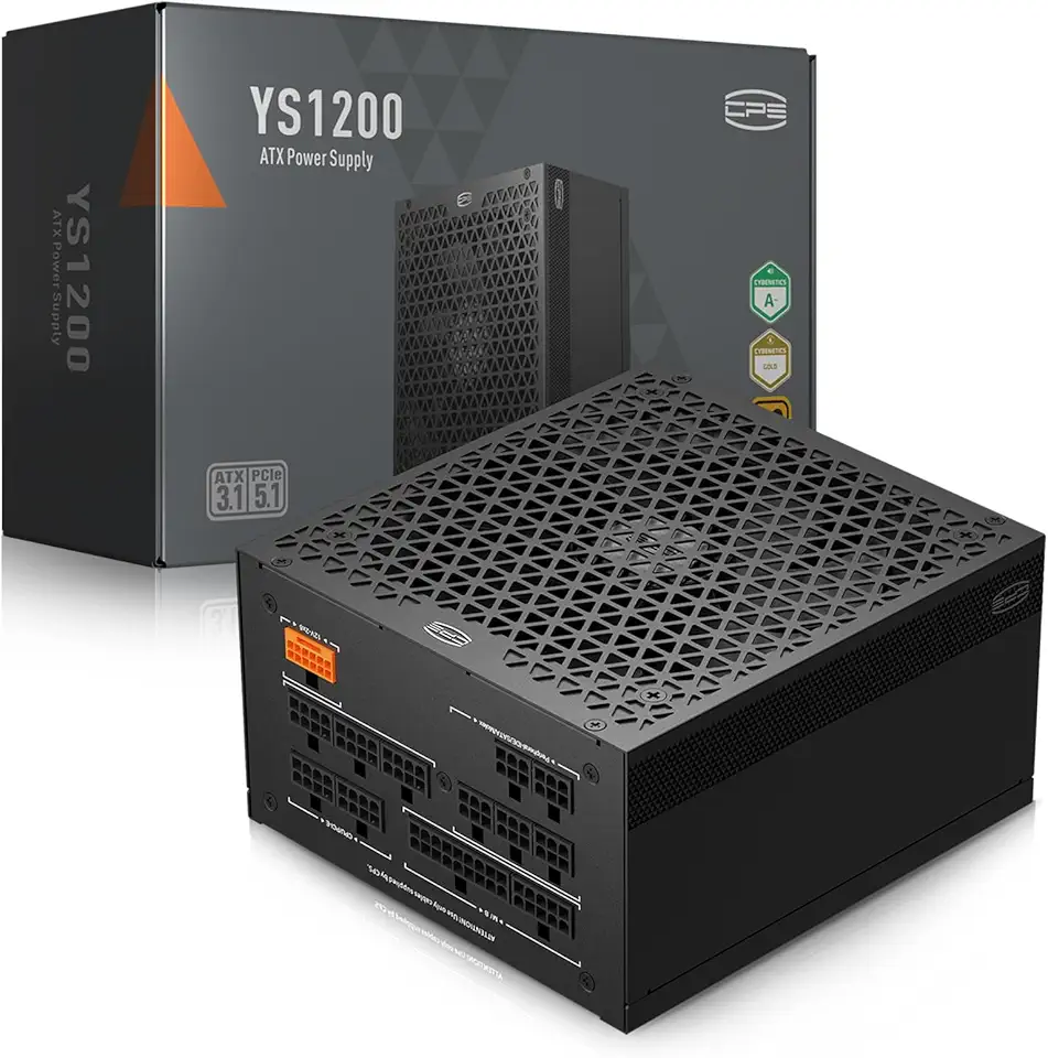 PCCOOLER CPS YS1200 Power Supply, 1200W 80 Plus Gold Certified Fully Modular PCIe 5.1 &amp; ATX 3.1 Gaming PSU, Wide Compatibility, 135mm FDB Fan, Full Japan Electrolytic Capacitors 12 Year Warranty Black