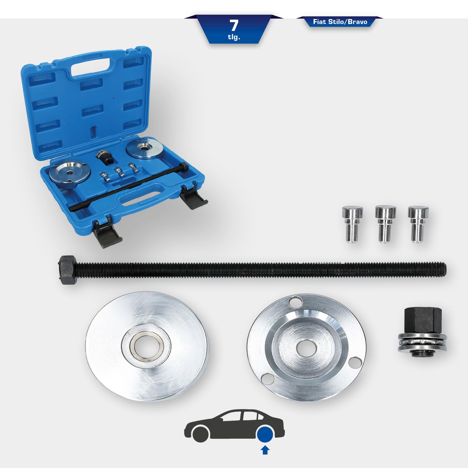 BRILLIANT TOOLS BT672250 Kit utensile silent block, per Fiat, 7 pz [Powered by KS TOOLS]