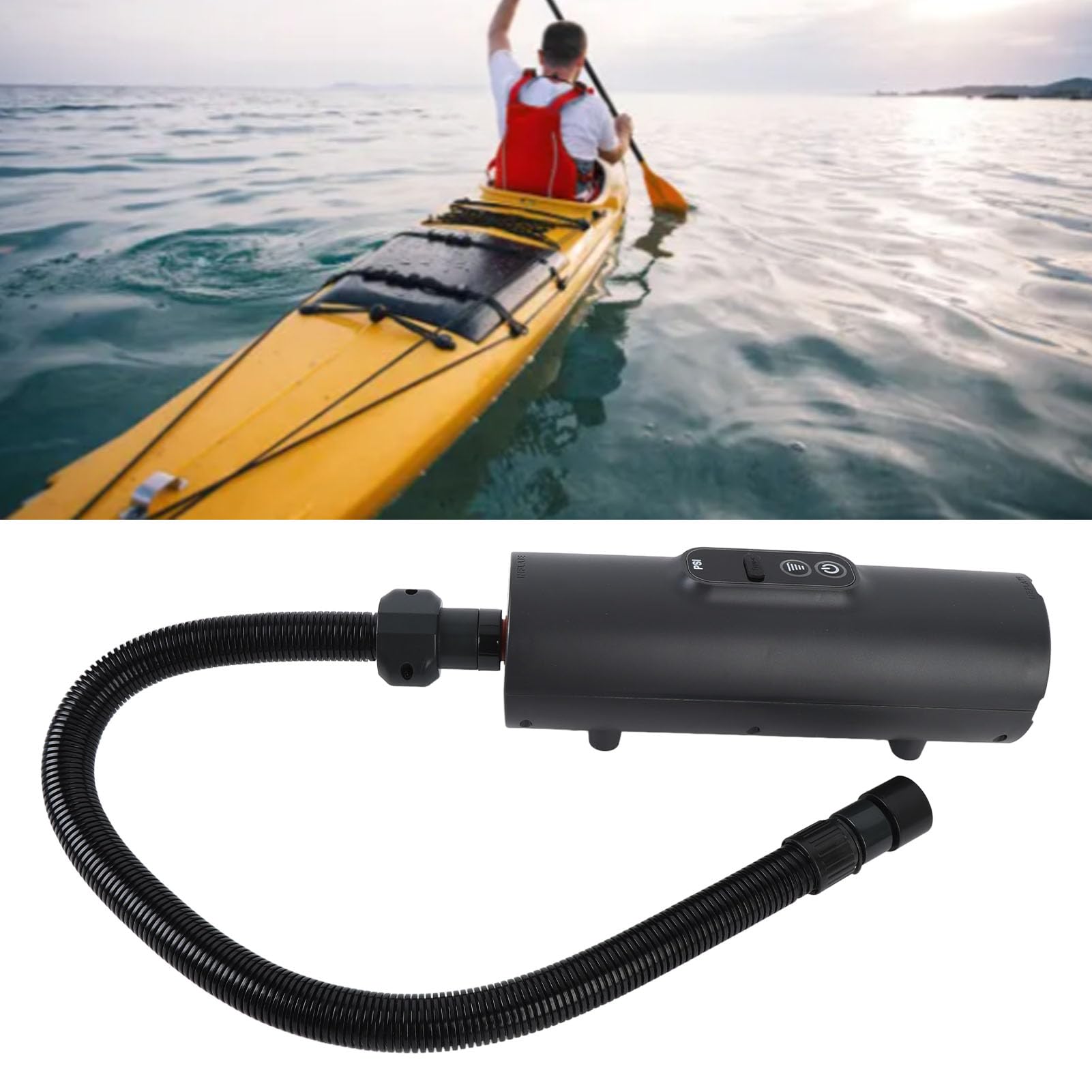 Pompe D'infracteur Portable Pompe à Air électrique Haute Pression à Haute Pression pour la Tente Gonflable Kayak Boat Float Lit avec Une Batterie LI Efficace Variété de Buses ABS