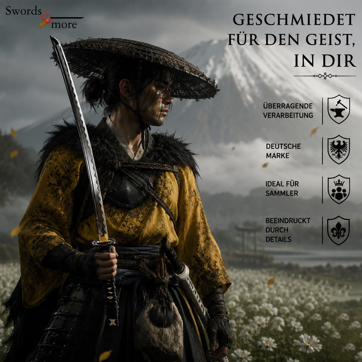 Ghost of Yōtei Katana Replik & Schwert-Sets | Premium Samurai Schwerter aus Karbonstahl & Edelstahl | Atsu Cosplay Waffen, Deko-Schwerter & Daisho Sammlerstücke
