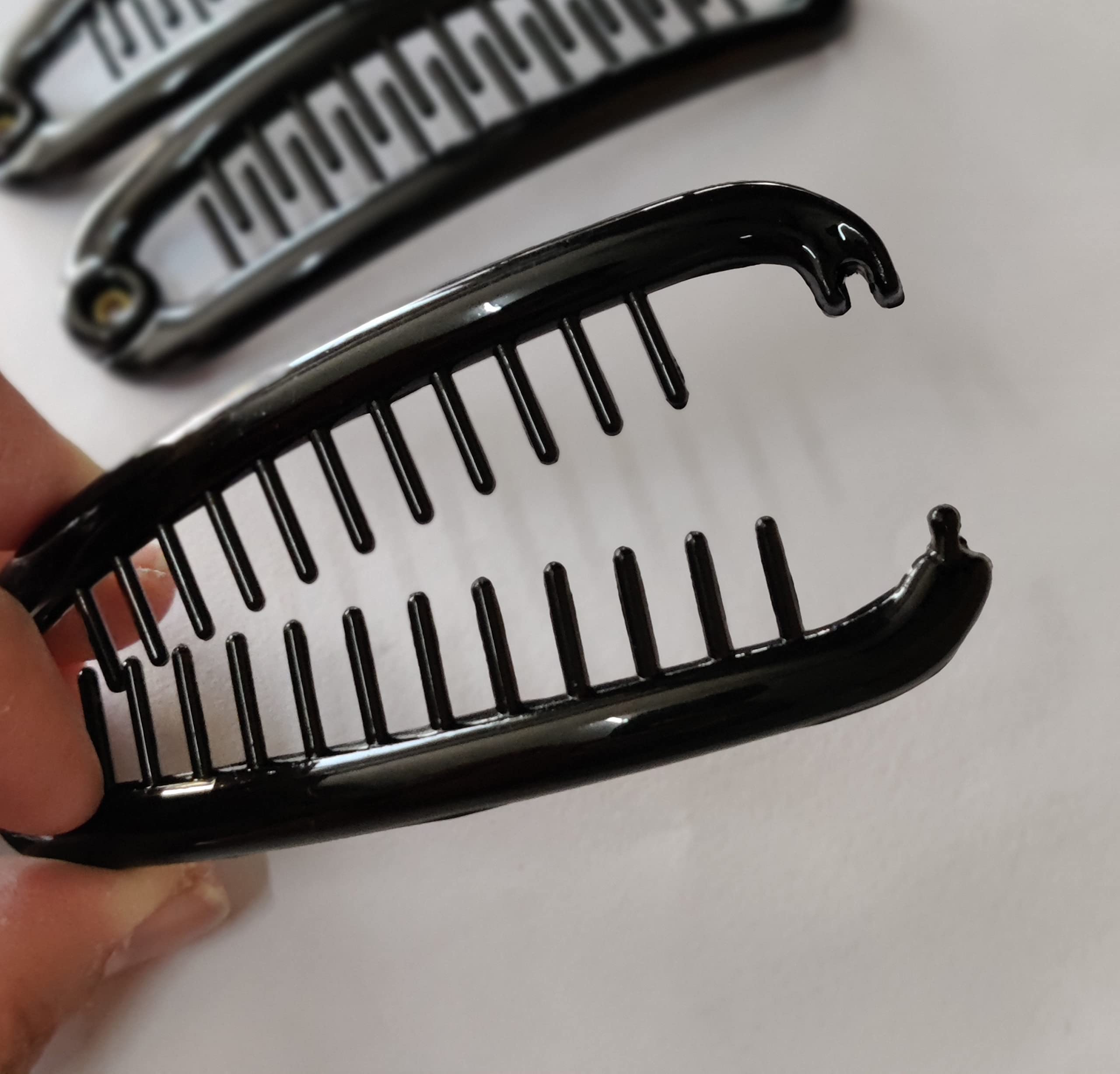 ayushicreationa French Curved Ponytail Holder Banana Hair Clip Interlocking Non Slip Grip Long Banana Comb Hair Clips (Black, Pack of 3pcs) Standard 2