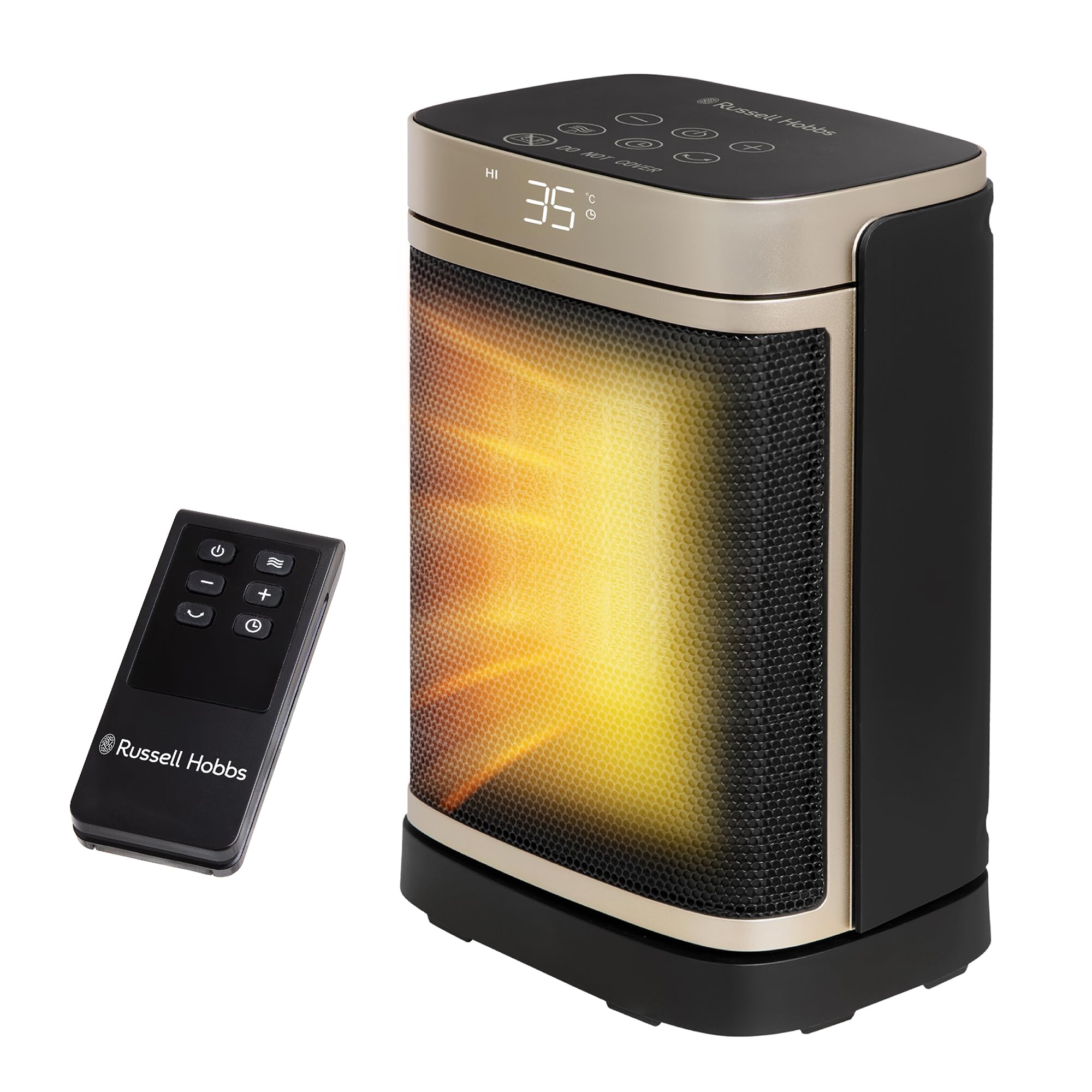 Russell Hobbs Black and Gold Space Heater 1500W Portable Oscillating Ceramic Electric Heater, Low Energy Digital Display, 4 Modes, 24 Hour Auto Timer,-image-3