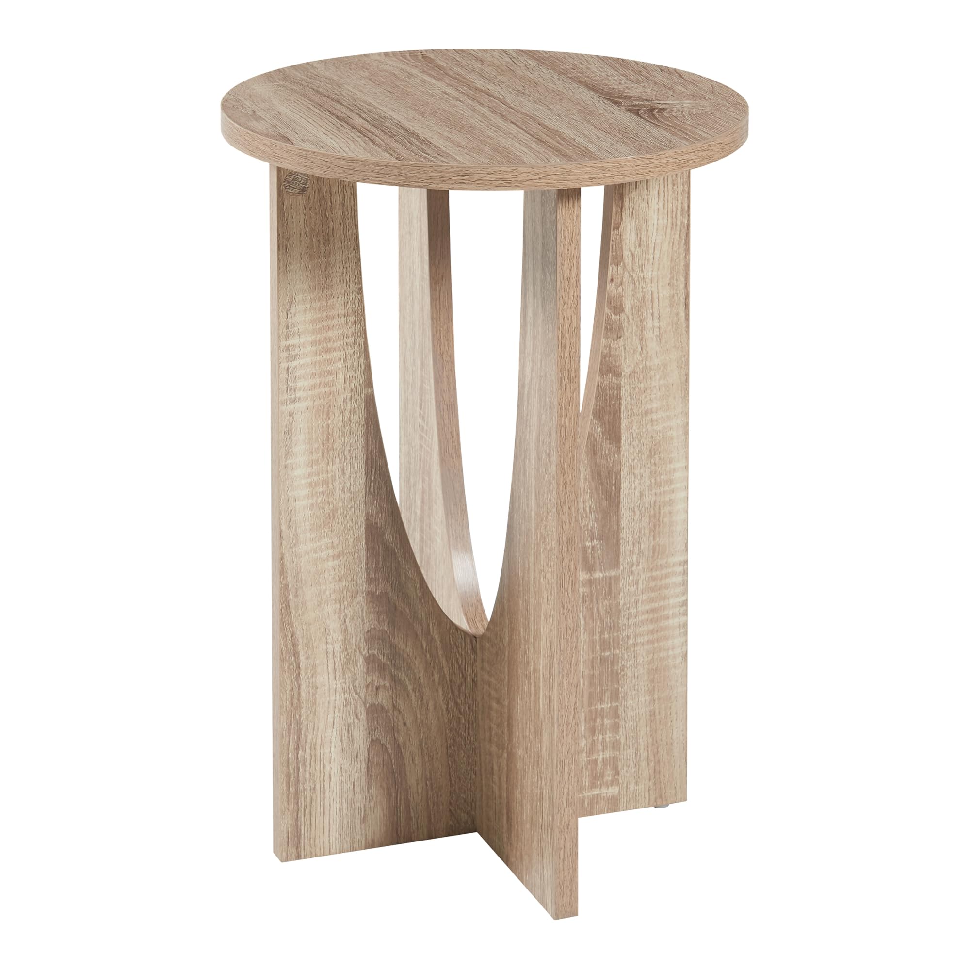 en.casa Table d'Appoint avec Plateau Rond - Bout de Canapé Recher Indic GUIH Table de Chevet pour Salon, Chambre, Bureau - Panneau de Particules - 57 x 38 cm - Effet Chêne