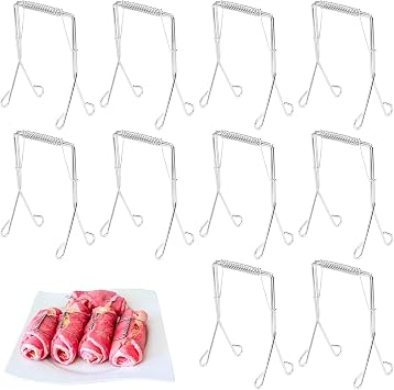 Pack of 10 stainless steel roulade clips, reusable, roulade clips as a perfect alternative to roulade needles or roulade skewers, for quick and easy production