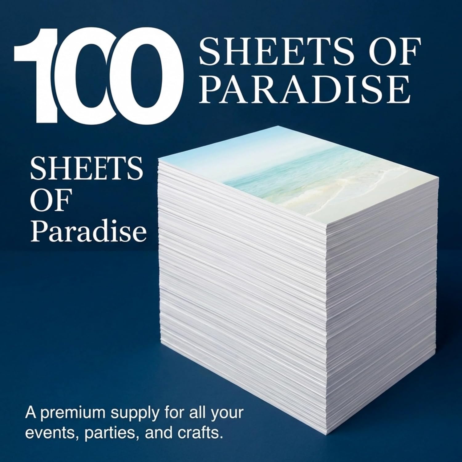 PaperDirect Romantic Paradise Seashore Border Paper, 8.5x 11 Tropical Stationery with Ocean & Beach Design—Tranquil Theme for Invitations, Newsletters, Flyers, Events, Parties & Crafts, 100 Sheets