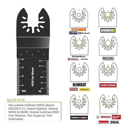 Miniatura 6 de Juego de 20 hojas de sierra oscilante de liberación rápida para madera, metal, plástico, cuchillas oscilantes bimetálicas, ajuste Fein Multimaster