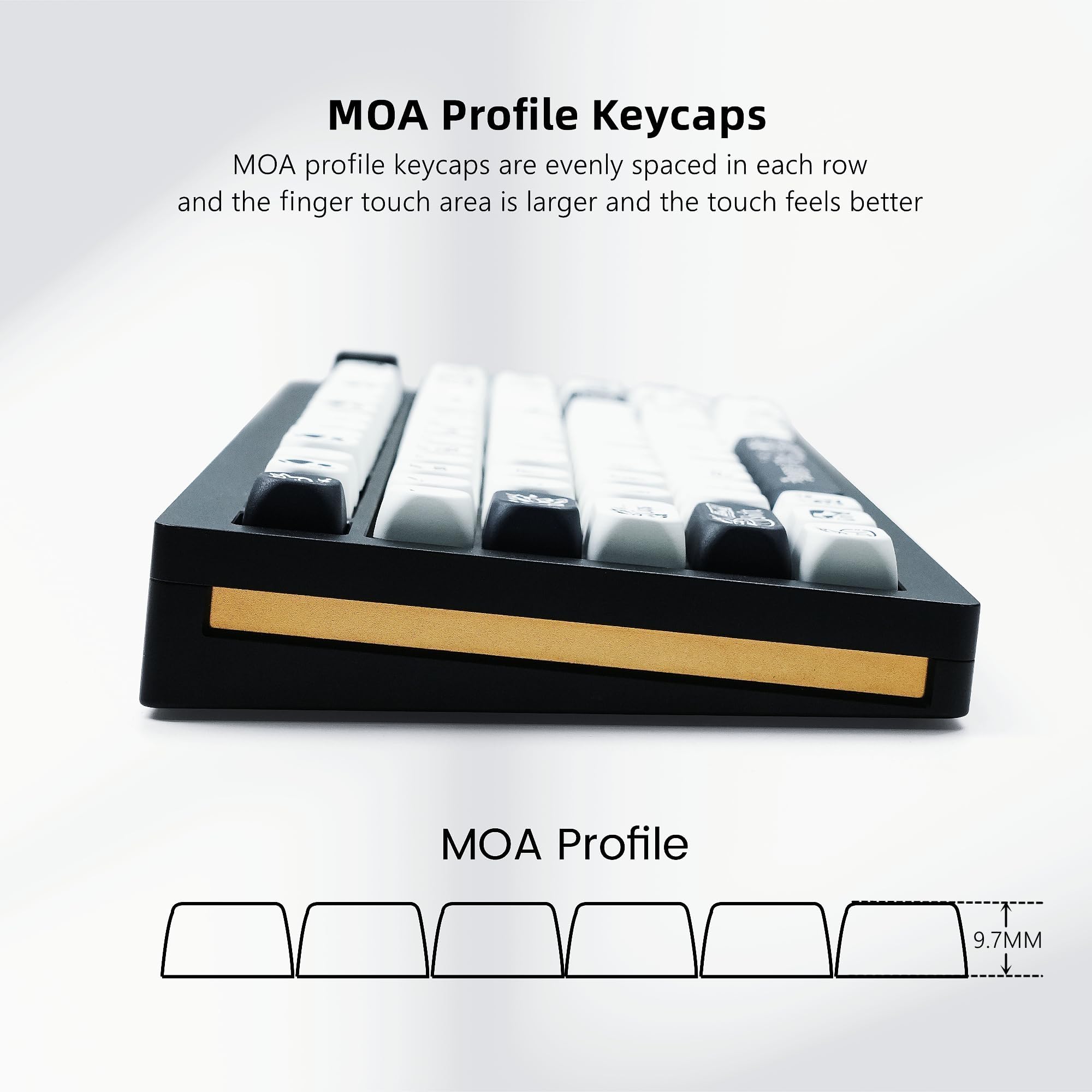 Womier PBT Keycaps 75 Percent, MOA Keycaps Dye-Sublimation, Custom Keyboard Key caps Set for 61/64/68/84/87/100/104/108 Cherry MX Mechanical Keyboard, White/Black Cow