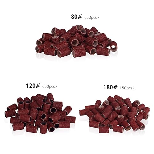 Miniatura 2 de AZ GOGO Brocas de cerámica para uñas de 332 pulgadas, brocas de carburo de barril cónico, 150 bandas de lijado para taladro de uñas