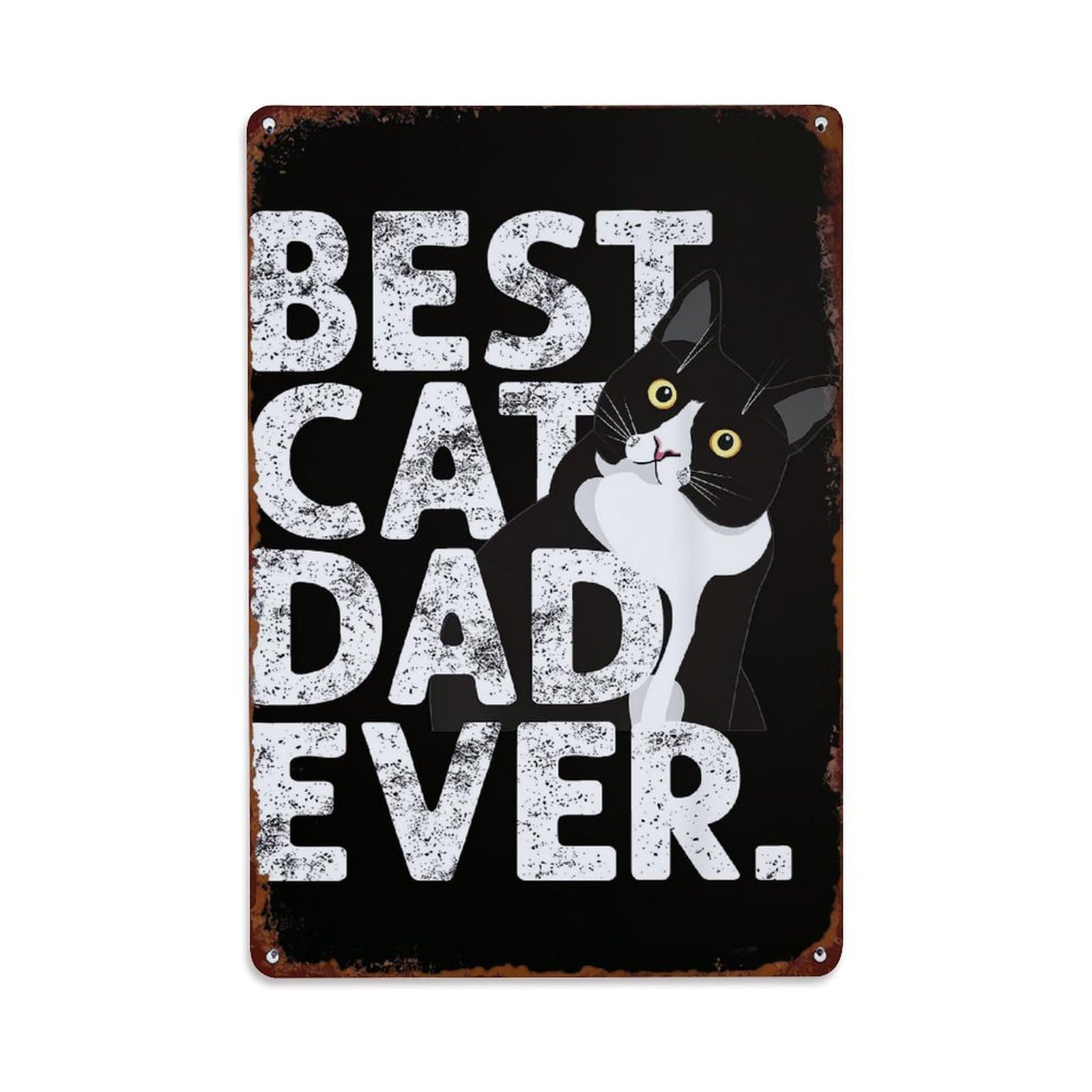Bliveurn Vintage Best Cat Dad Ever Text Retro Metal Tin Sign, Metal Poster For Home, Gaming Room, Studio Workshop,Bar,Garage Wall Art Decor 8X12 Inch
