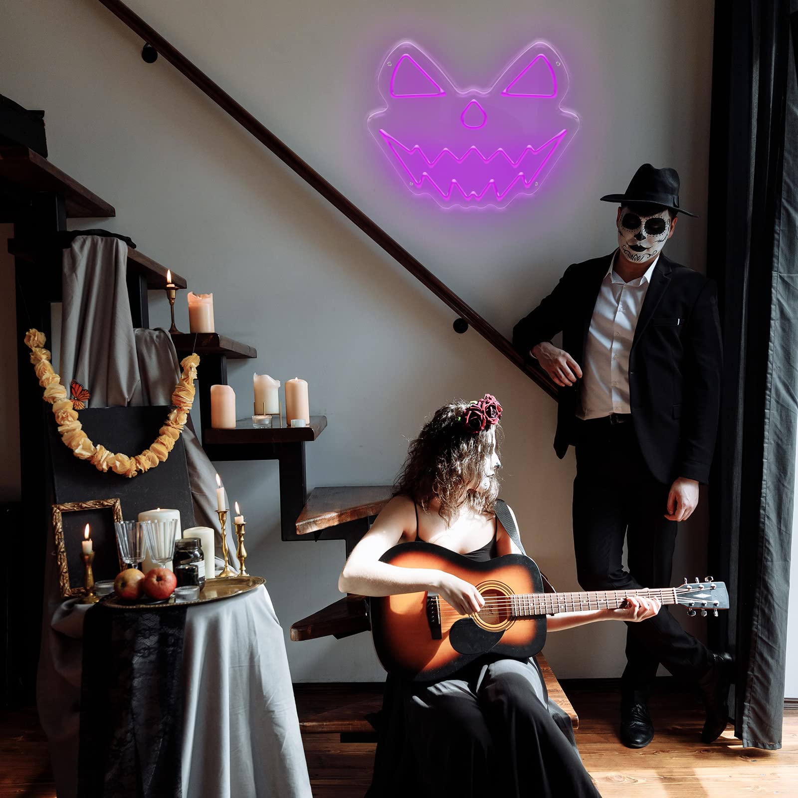 Totenkopf-Neonschild Mit LED: Verstellbares Halloween-Licht Für Wand & Party