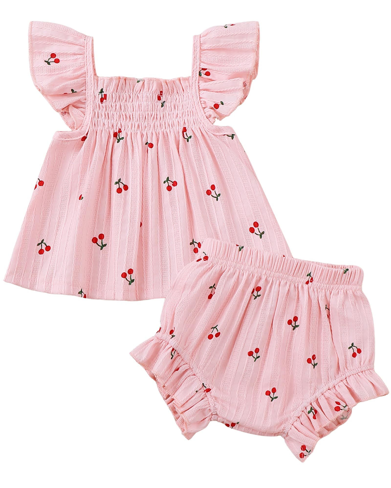 Newborn Baby Girl Summer Clothes Infant Girl Outfits Sleeveless Ruffle Top and Bloomers Shorts Set 0 3 6 12 Month
