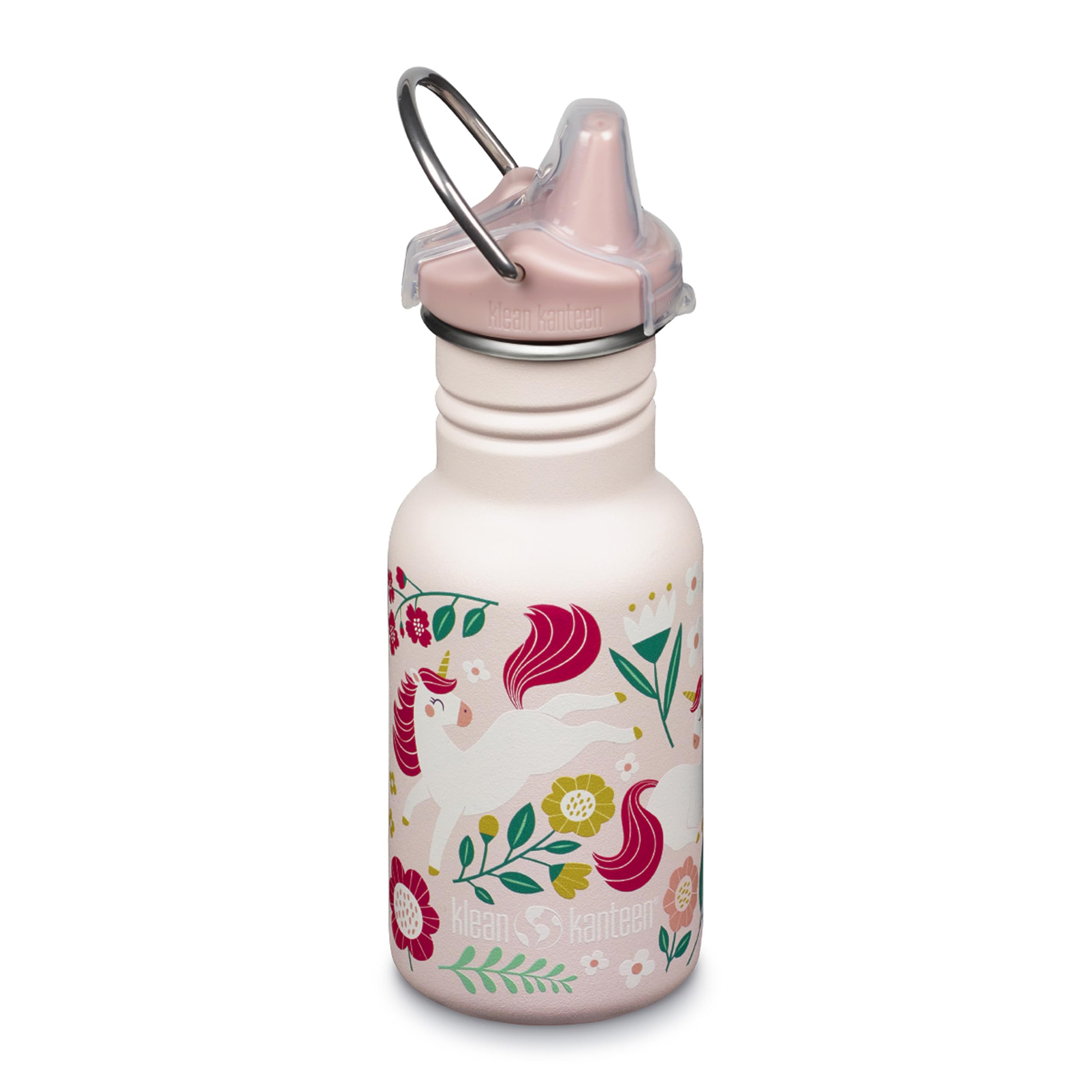 Klean Kanteen Classic Kid's Sippy Bottle 355ml Travel Leaping Unicorn Pink