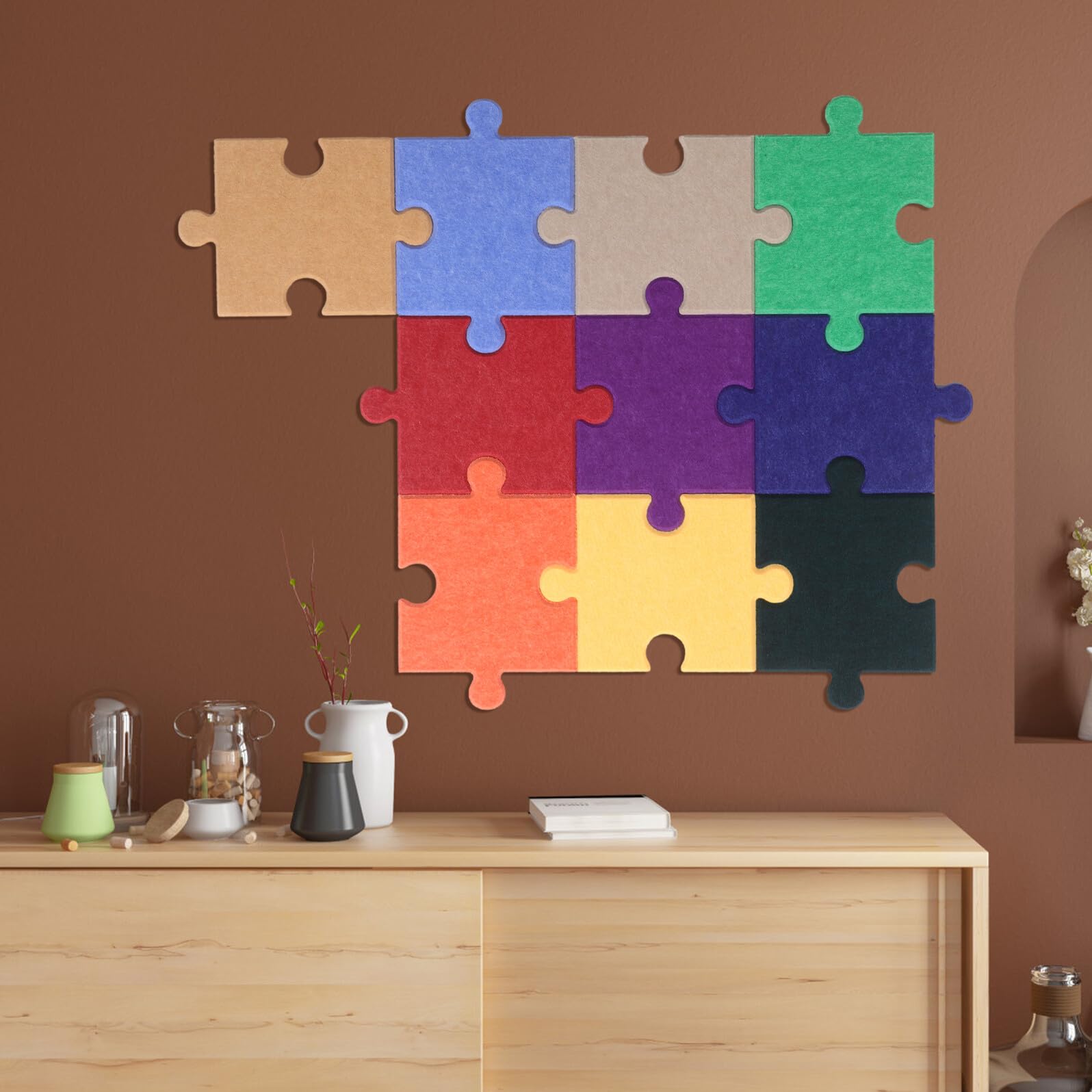 10 Stück Teiliges Selbstklebendes Filz Puzzle wandpaneel Vielseitige Dekoration für Büro Kinderzimmer und Wohnräume Schnell zu Installieren Schützende Wandaufkleber Große