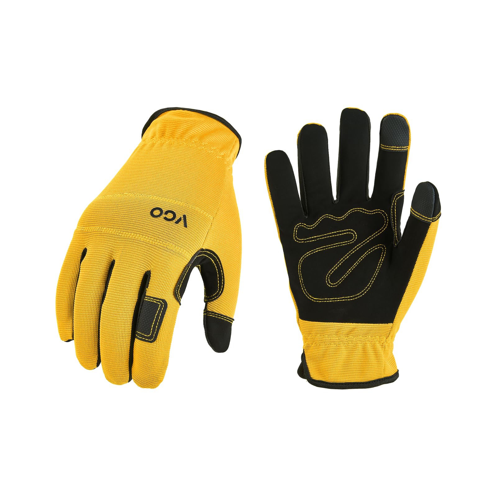 Vgo... Work Gloves Touchscreen Utility, Safety Working Gloves Men for Building Warehouse Delivery 1 pair, Yellow, XXLarge(pack of 1)