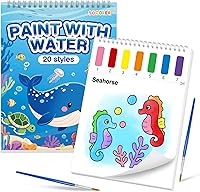SOCOLER Sea World Paint with Water Coloring Book for Toddlers - Mess-Free Watercolor Kit, 20 Pages, Ages 1-8 Art Craft Gift