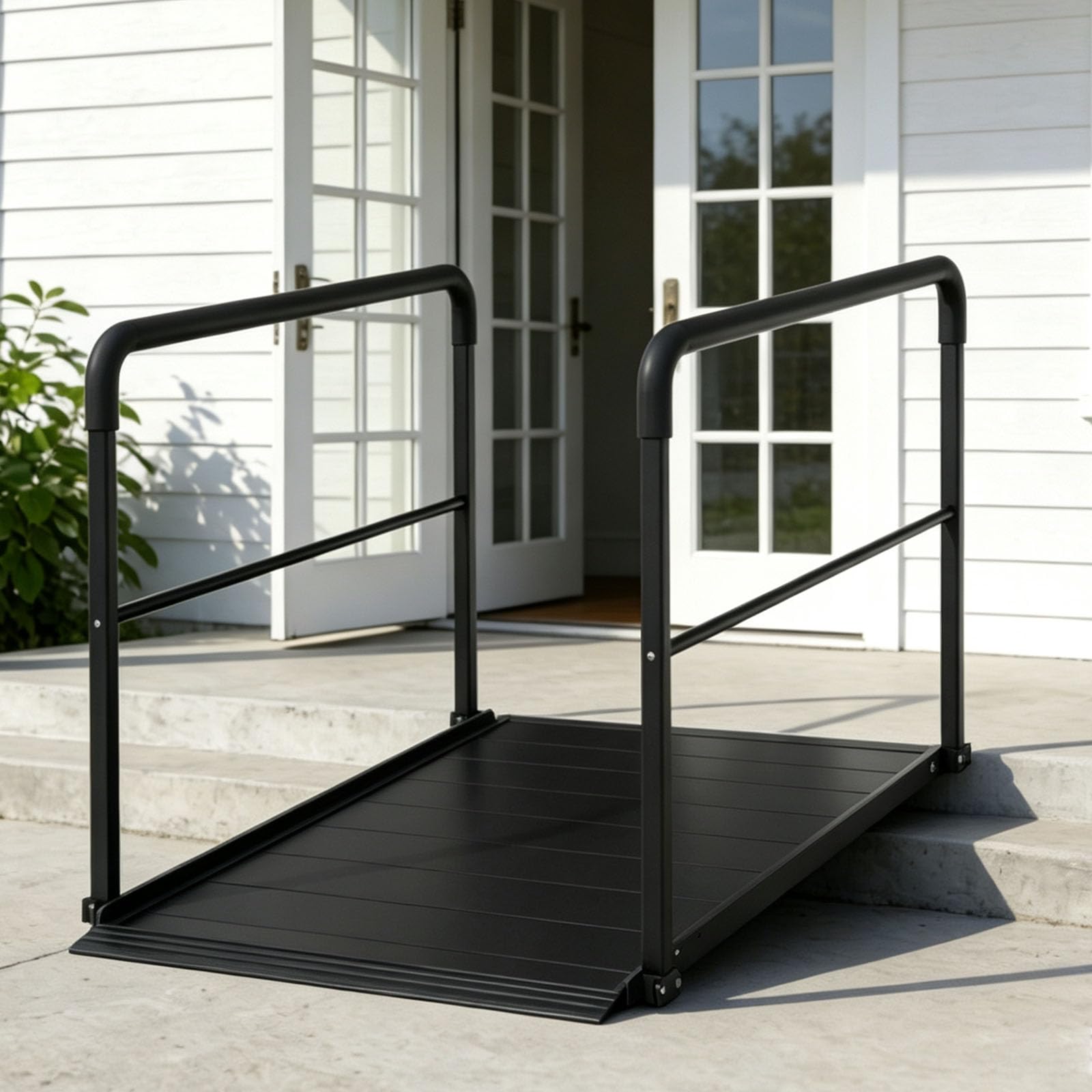 4FT‑Rollstuhlrampe mit Handläufen, 544 kg, rutschfest