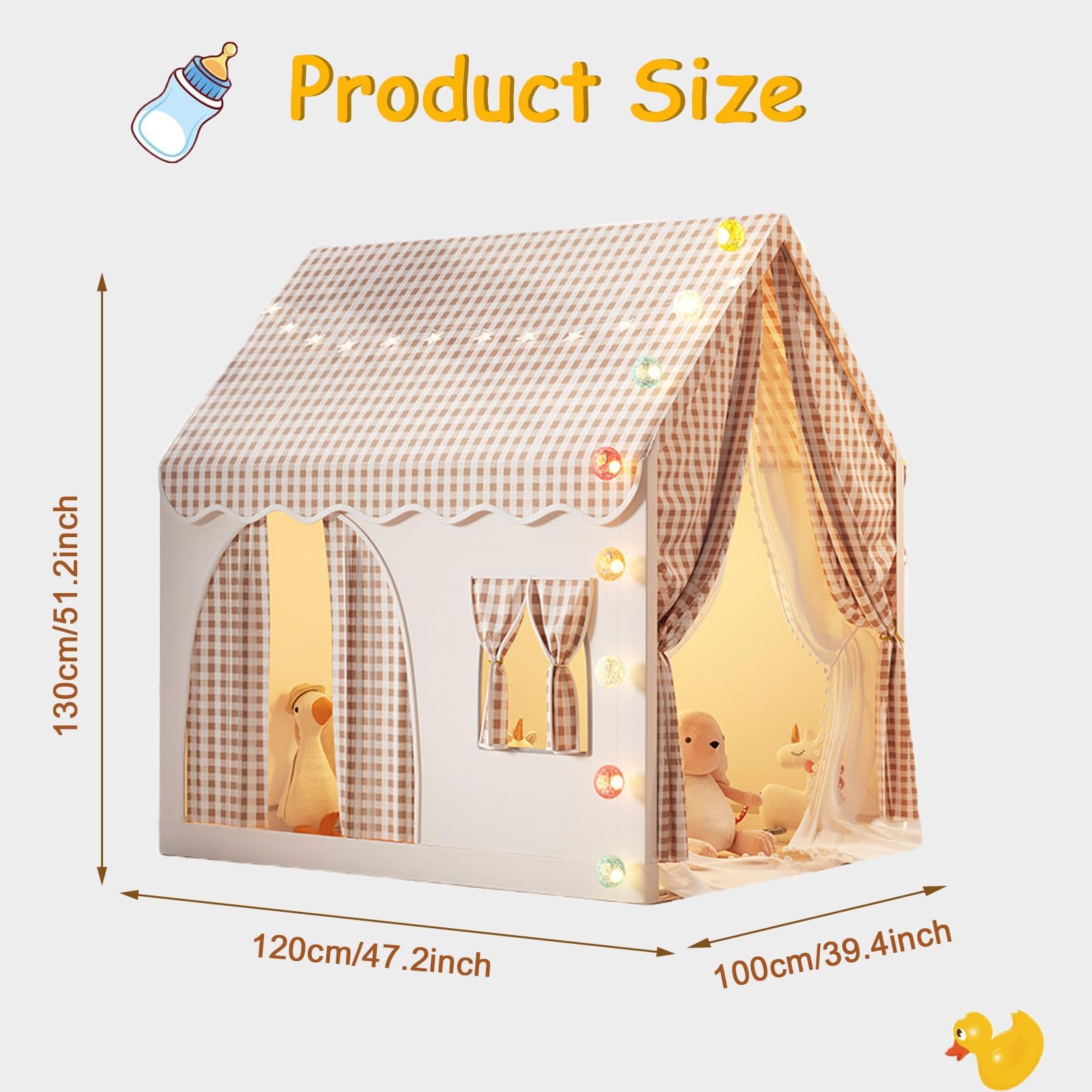 Tienda de Campaña Infantil, Tienda de Princesa, Tienda de campaña para niños con Nubes, Mariposas, Casa de Juegos para Interiores y Exteriores, Casitas Infantiles Jardin para Niños 3 a 7 años