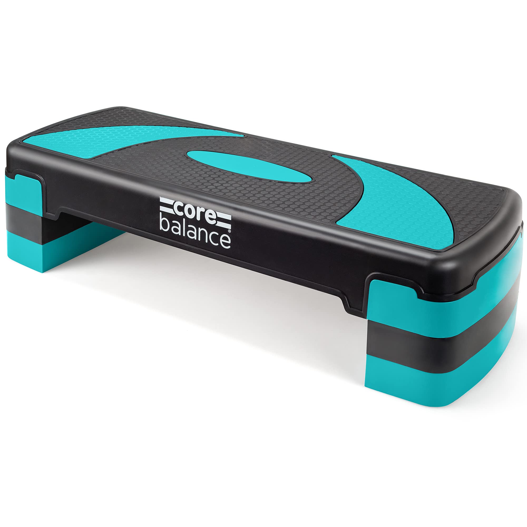 Core Balance Exercise Step Aerobic Stepper Non Slip 3 Level Height Adjustable (Teal)