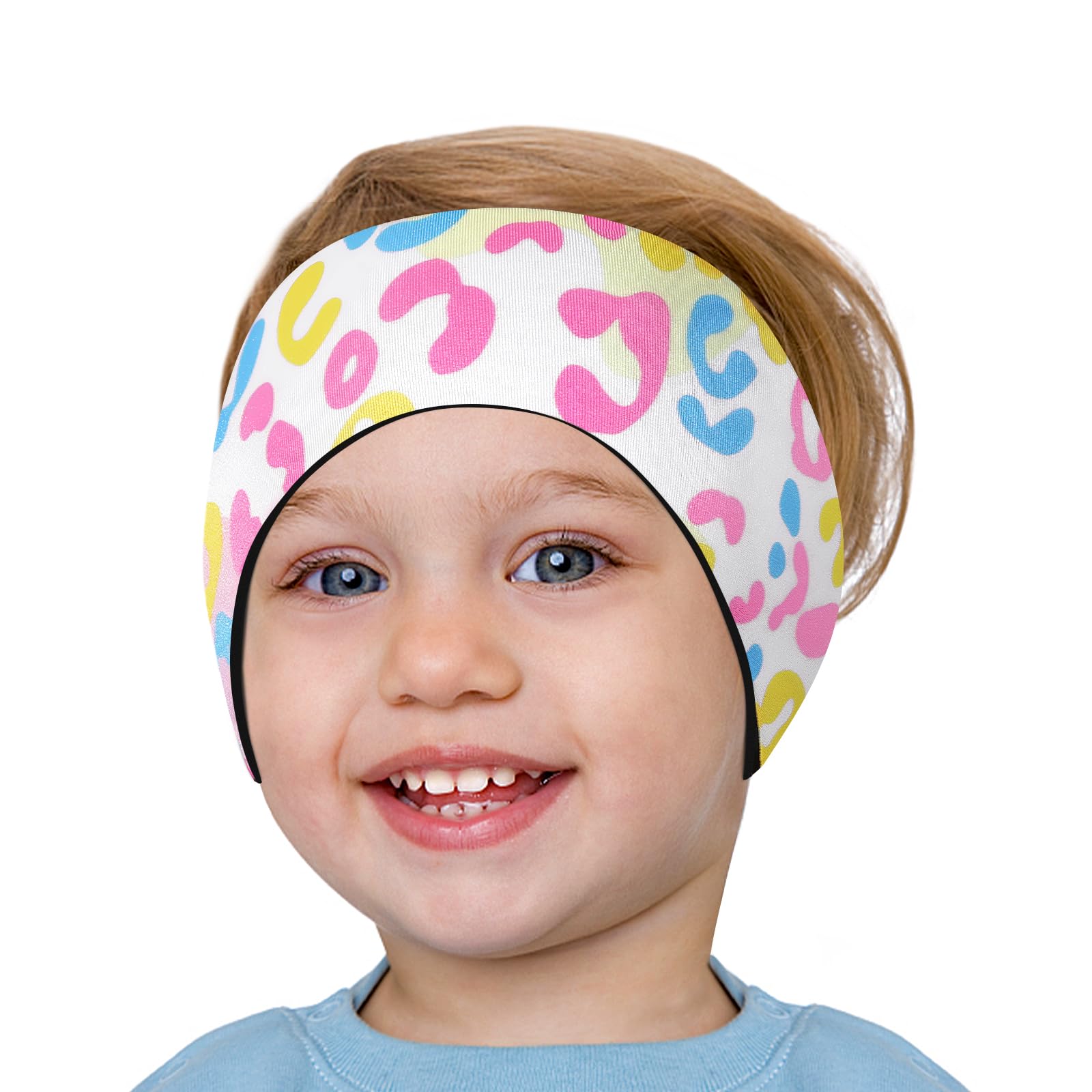 HeySplash Swimming Headband, Elastic Neoprene Swimming Earplugs Kids Ear Plugs Ear Band Swimmer Protection, EarGuard & Hair Guard for Kids Adult, Keep Water Out, Hold Earplugs in, S, Colorful Leopard โ image 1