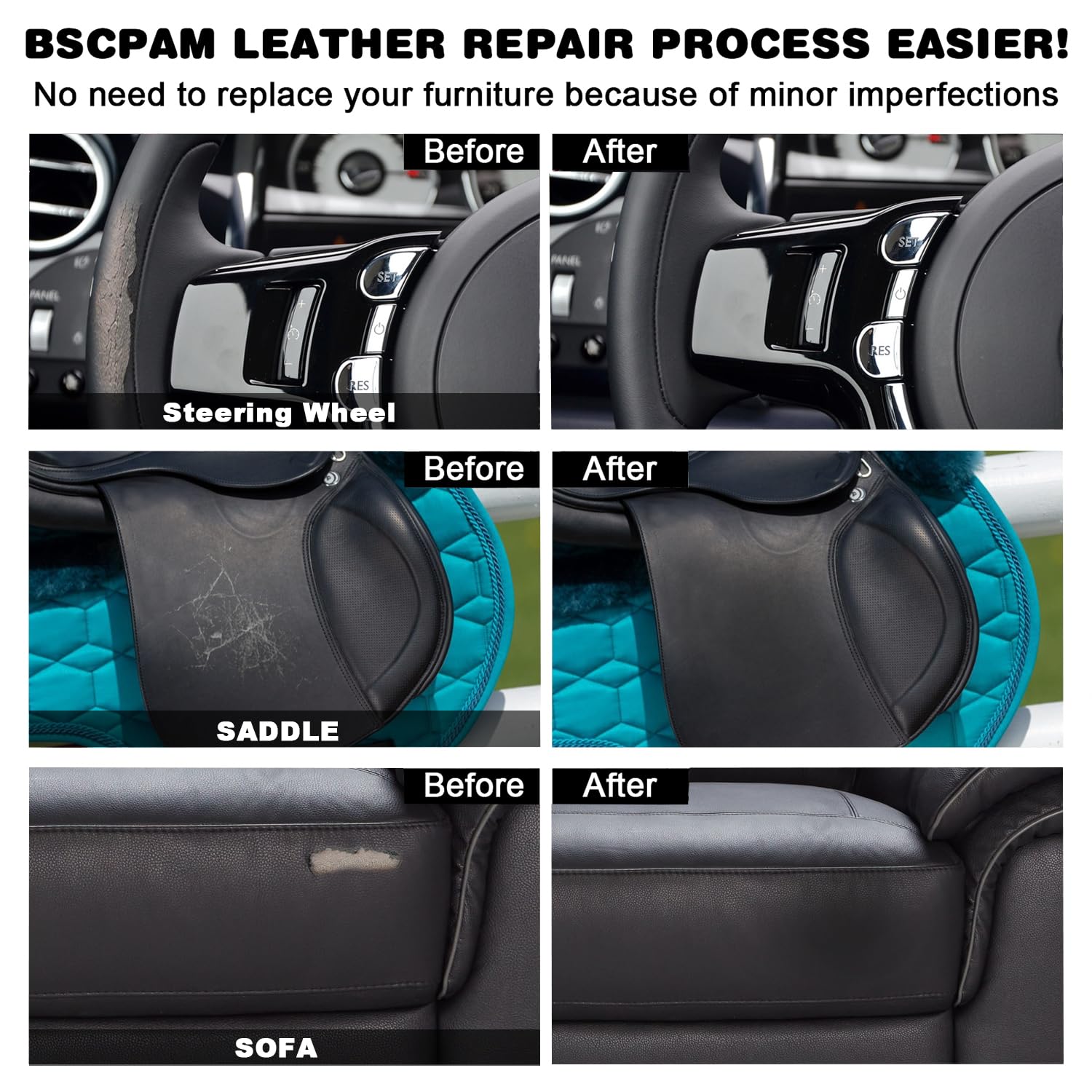 Black Leather Repair Kit For Furniture, Leather Vinyl Repair