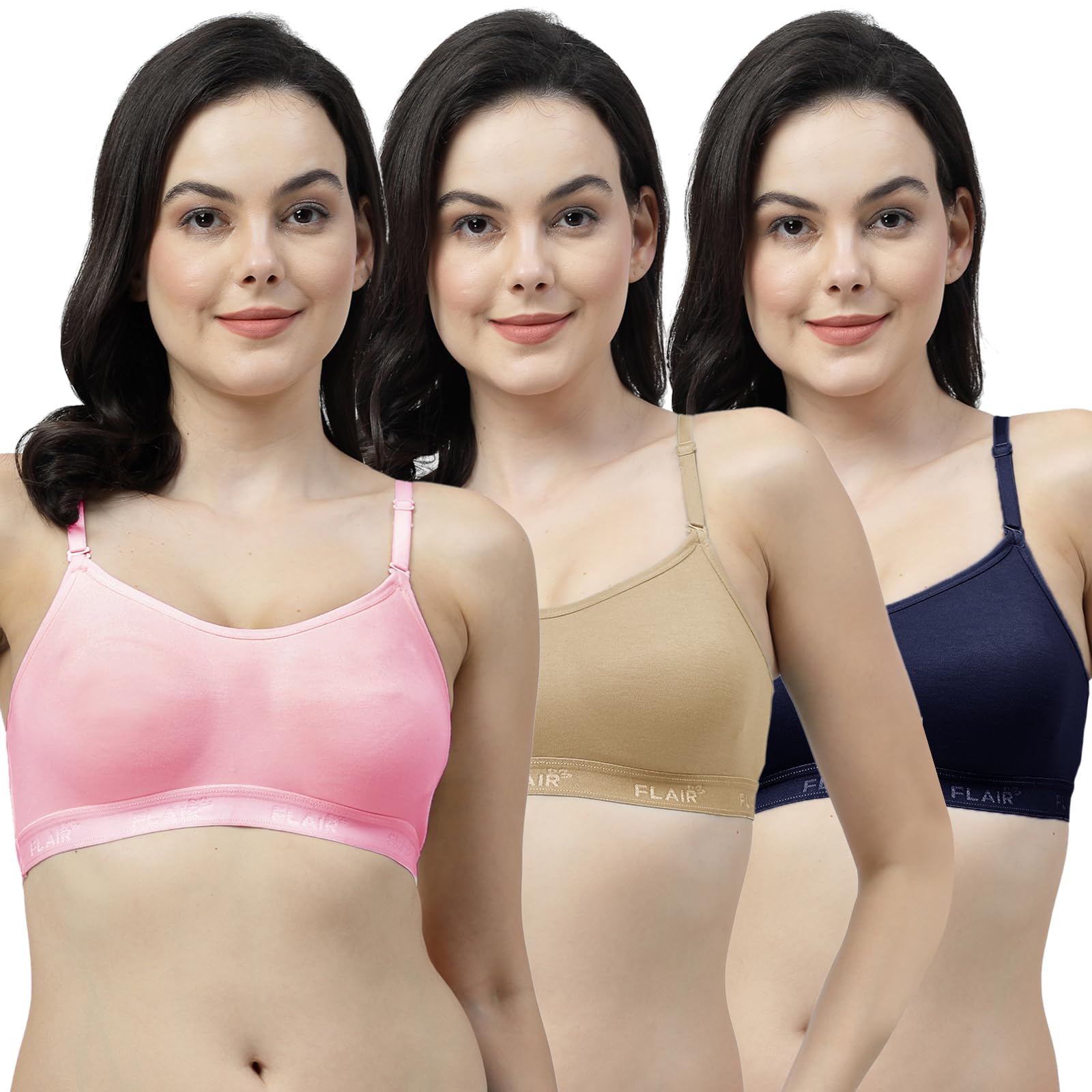 shyam sons flair Black, Brown, Navy Blue Non Padded Seamless Sports Bra (Soniya-Black-Brown-NavyBlue)-picture-8