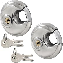 Waziaqoc 2 Pack Disc Padlocks Keyed Alike, 2-3/4 inch Stainless Steel Storage Padlock, Waterproof Disc Lock Storage Unit Gate, Outdoor, Shed, Fence